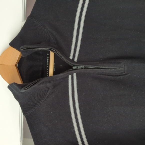 Banana Republic half zip black sweater with white stripes size XL - Picture 2 of 12
